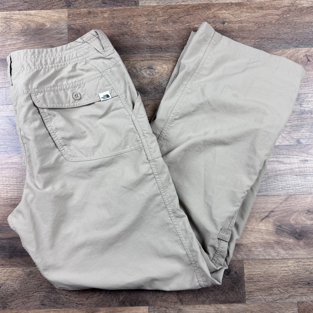 The North Face Roll Up Convertible Hiking Pants 12 Womens Khaki Tan Ripstop EUC